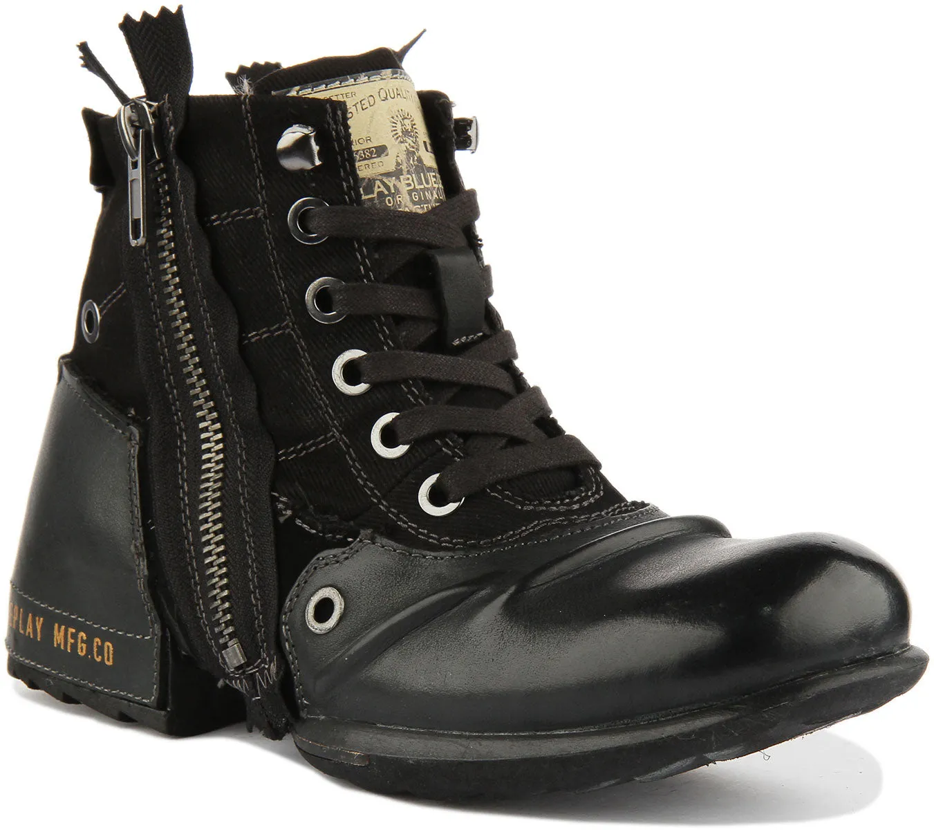 Replay Clutch Mens Biker Boot In Black