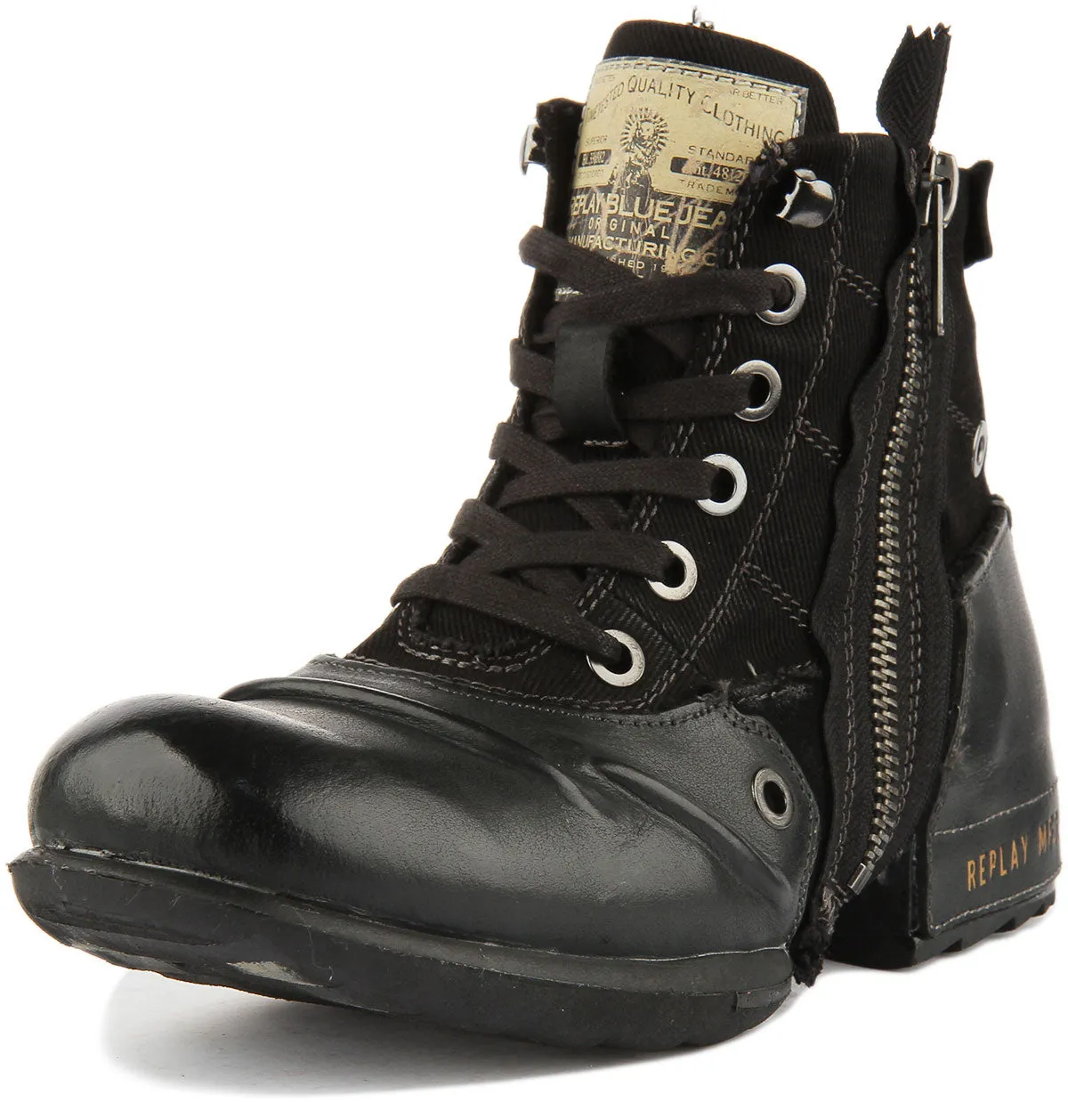 Replay Clutch Mens Biker Boot In Black