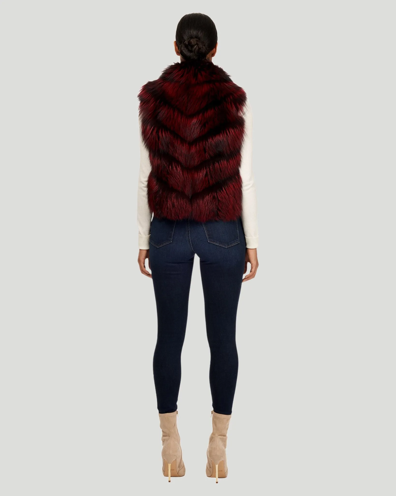 Reversible Silver Fox Fur and Down Vest