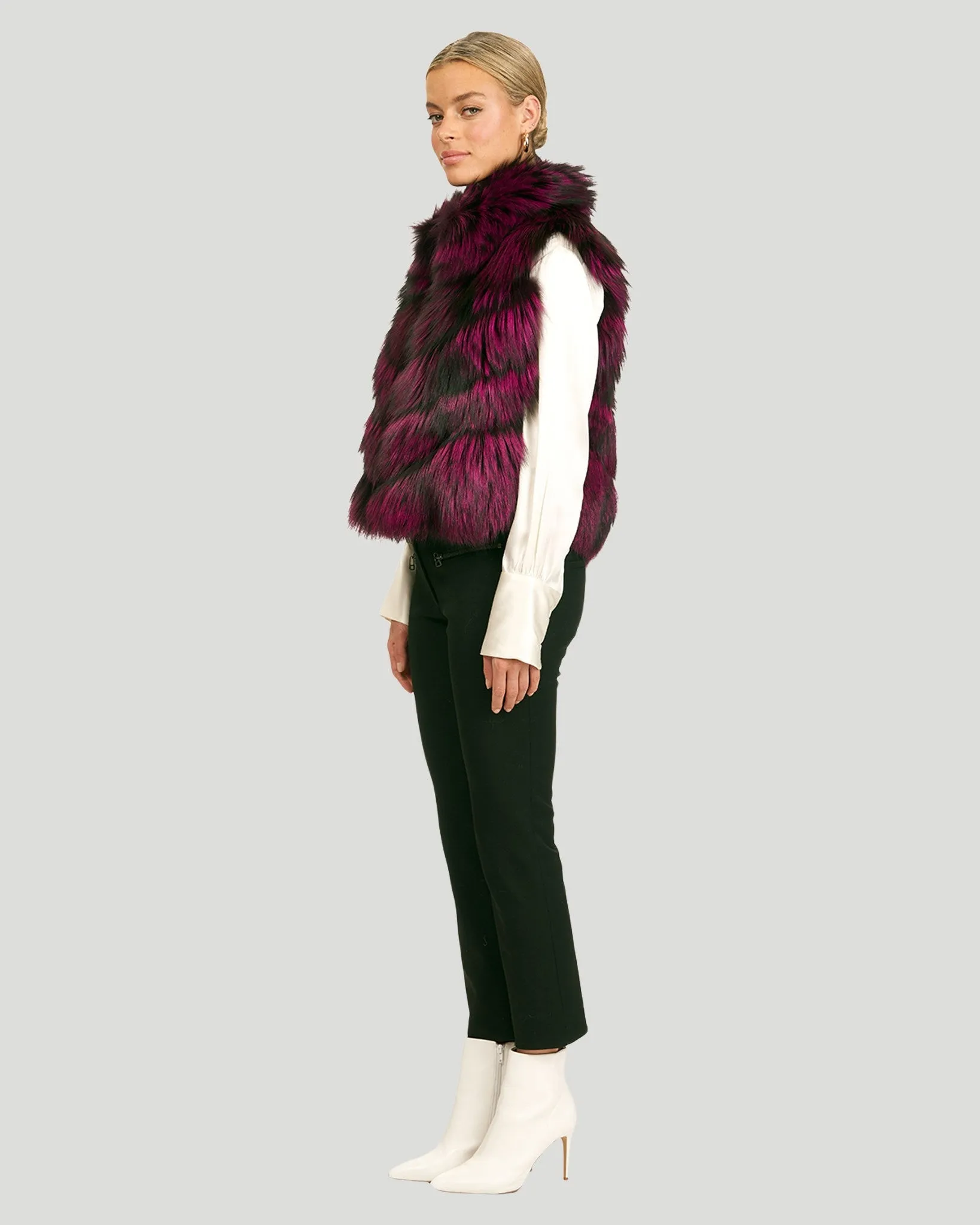 Reversible Silver Fox Fur and Down Vest