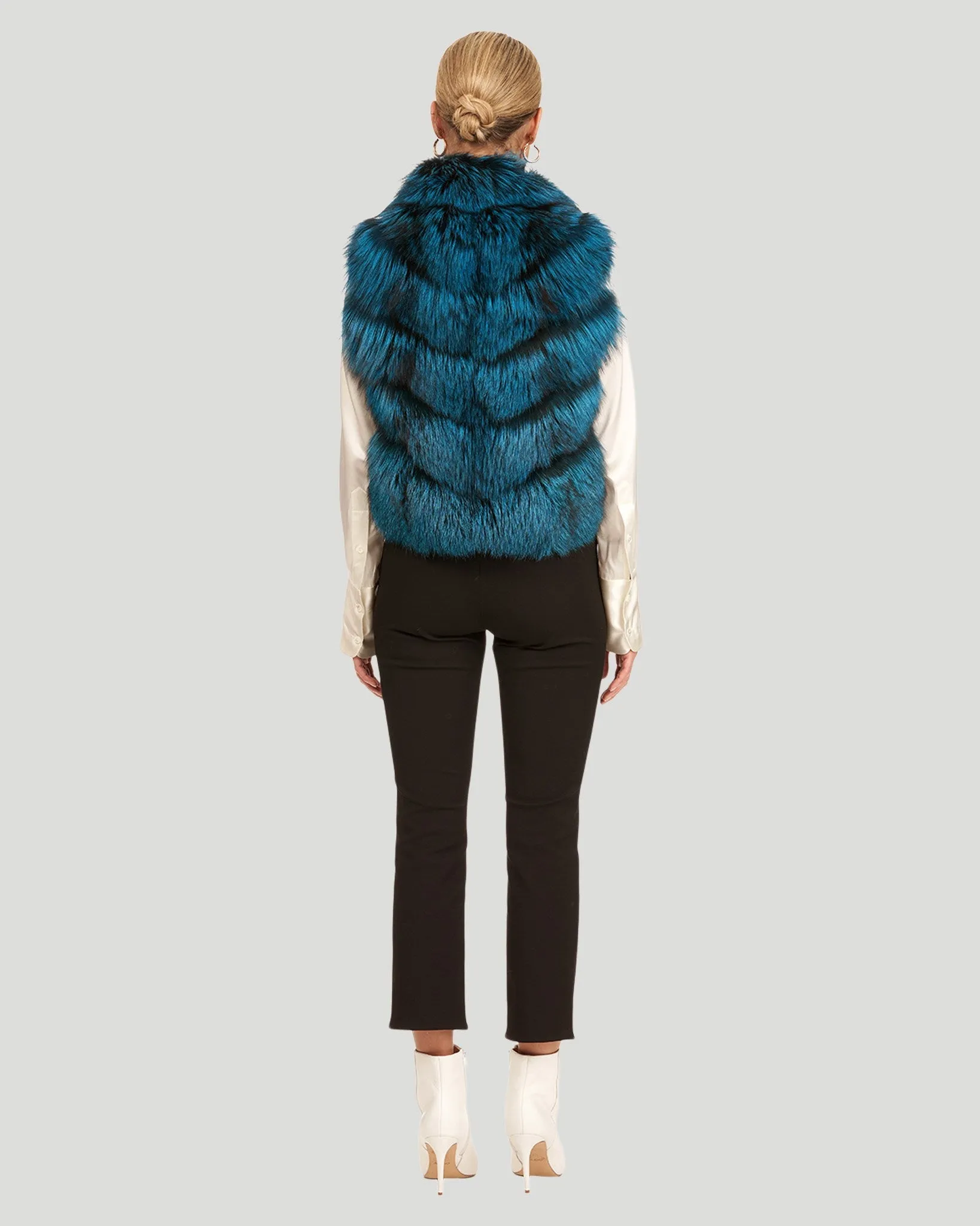 Reversible Silver Fox Fur and Down Vest