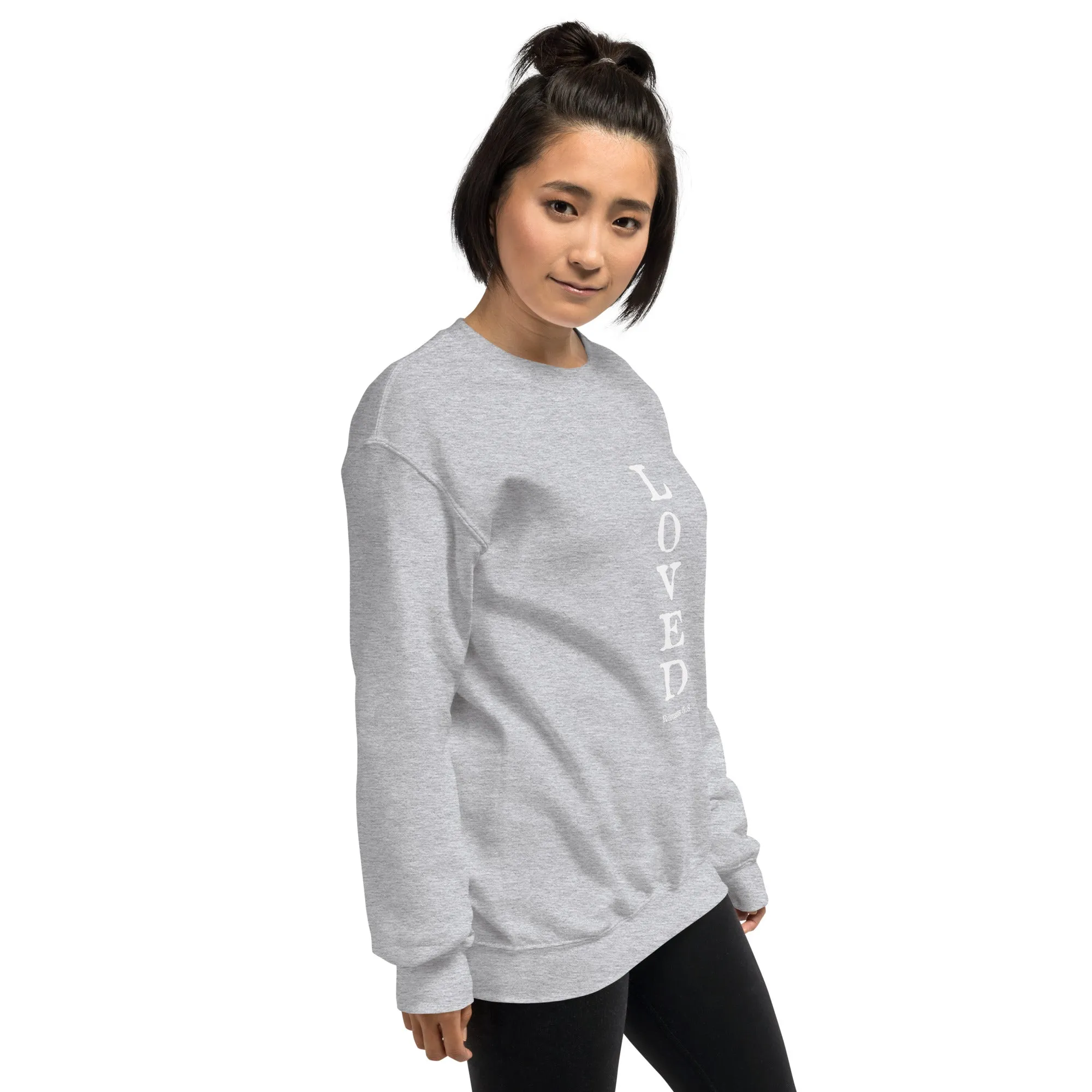 Romans 5:8 Loved Fleece Sweatshirt Unisex Womens Bible Verse Christian