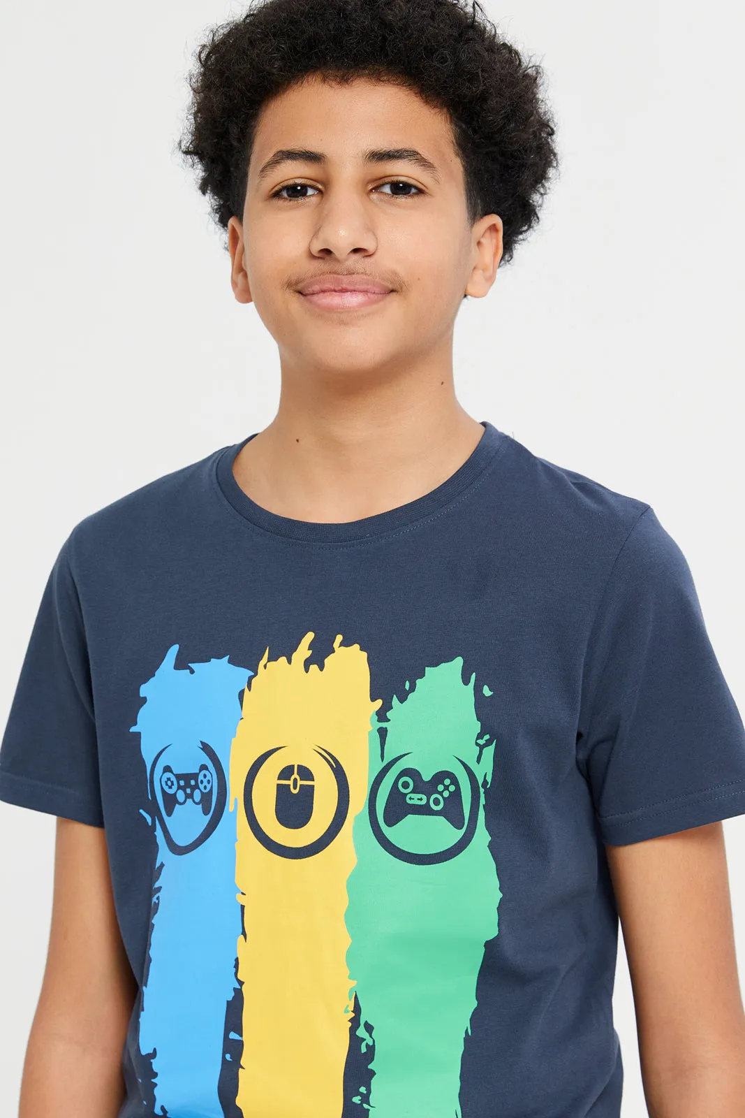 Senior Boys Navy Gamer Graphic T-Shirt