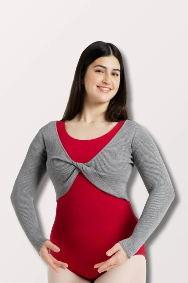 Shrug with Faux Knot - Heather Gray