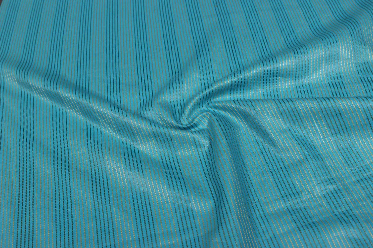 Sky Blue Stripes Cotton Tussar Fabric