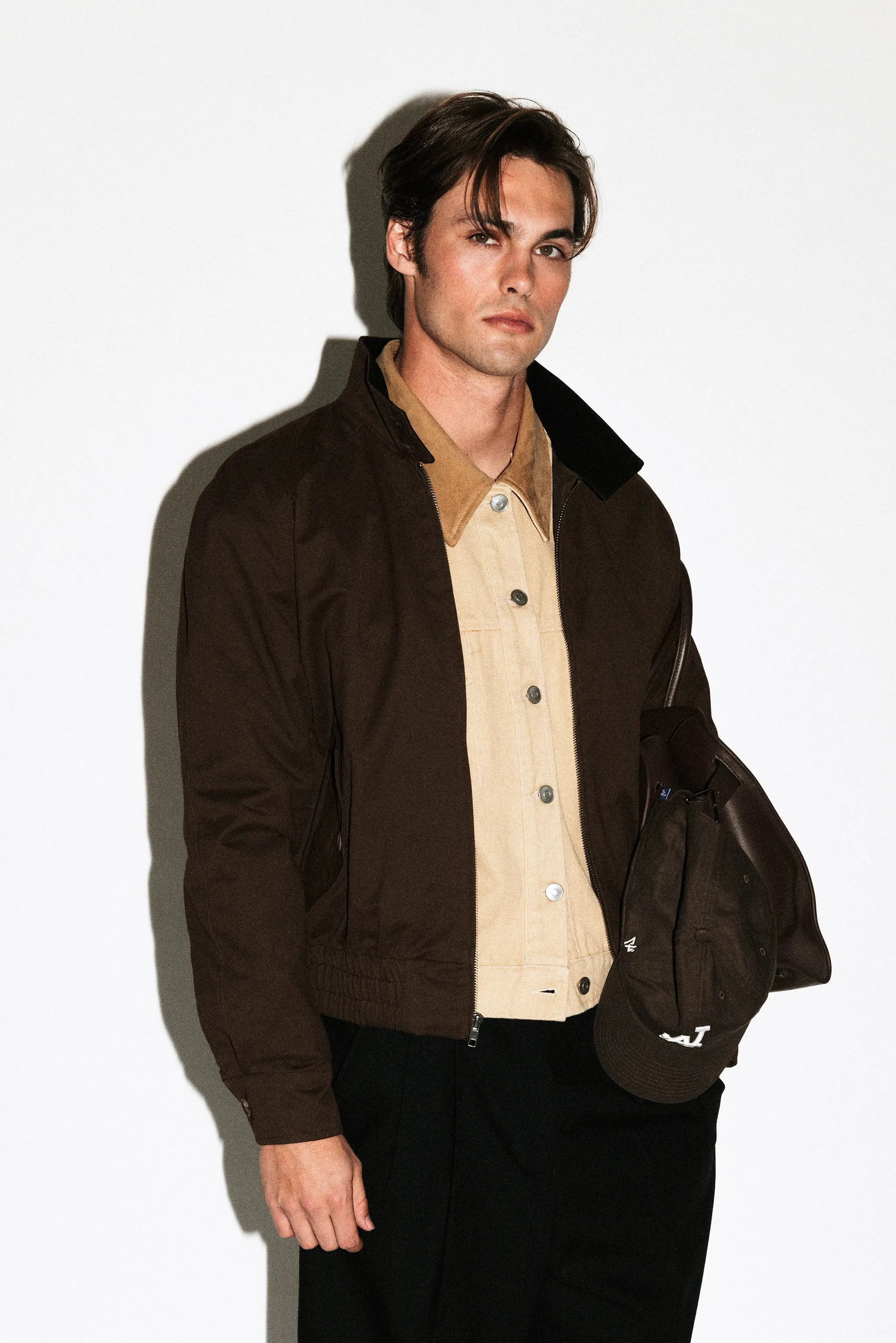 Terrace Suede Collar Harrington Jacket  |  Chocolate Brown