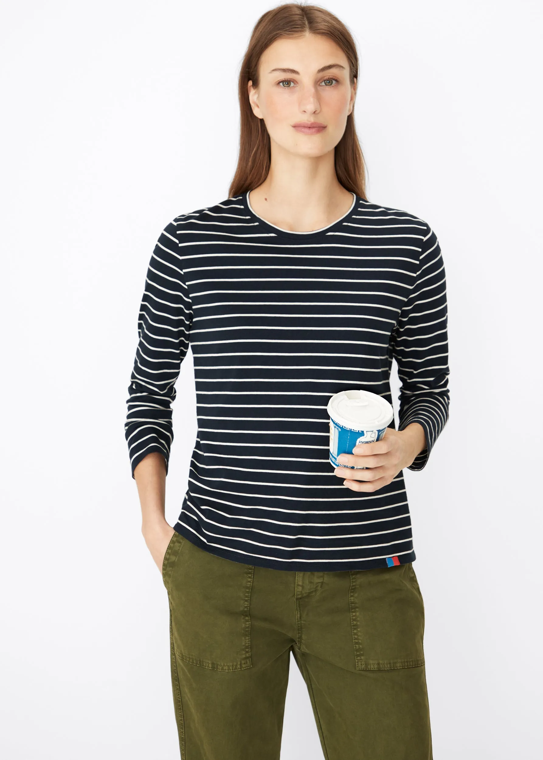 The Modern Long - Navy/Cream Pinstripe