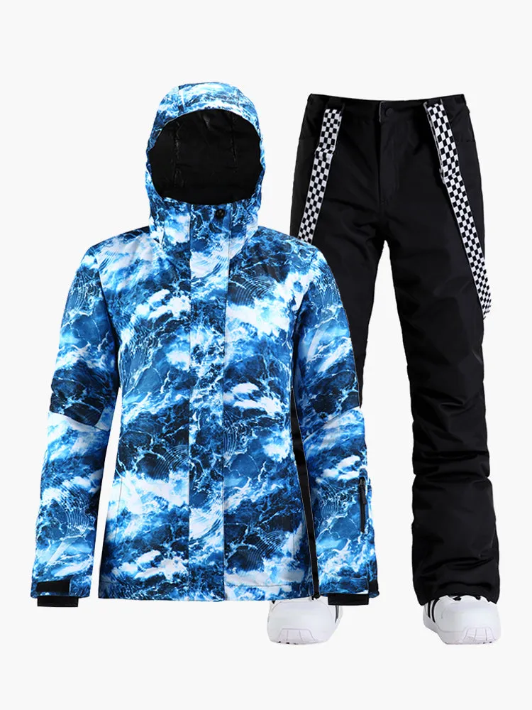 The new ski pants suit thickened warmth, waterproof and breathable snow travel equipment double board snow suit