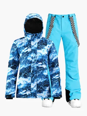 The new ski pants suit thickened warmth, waterproof and breathable snow travel equipment double board snow suit