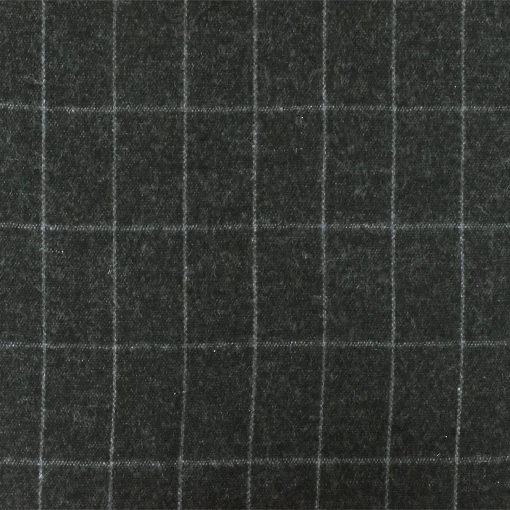 Vintage Black-Gray Check Wool-Cotton Woven Jacketing Fabric