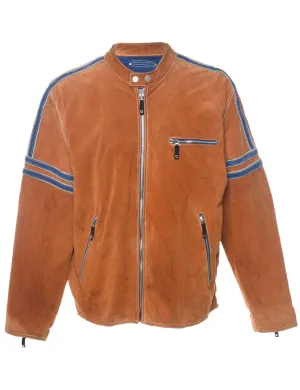 Wilson Light Brown & Blue Suede Racing Jacket - L