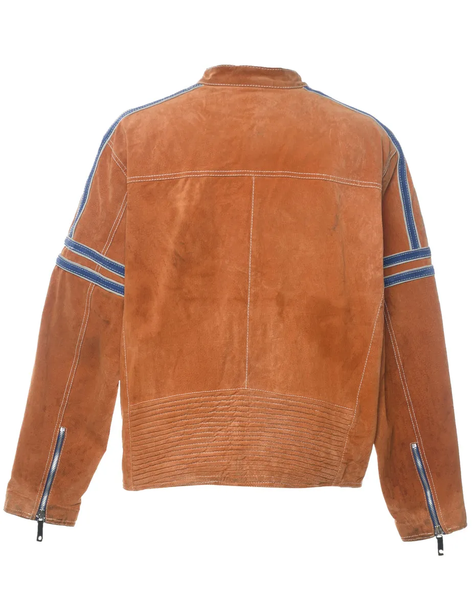 Wilson Light Brown & Blue Suede Racing Jacket - L