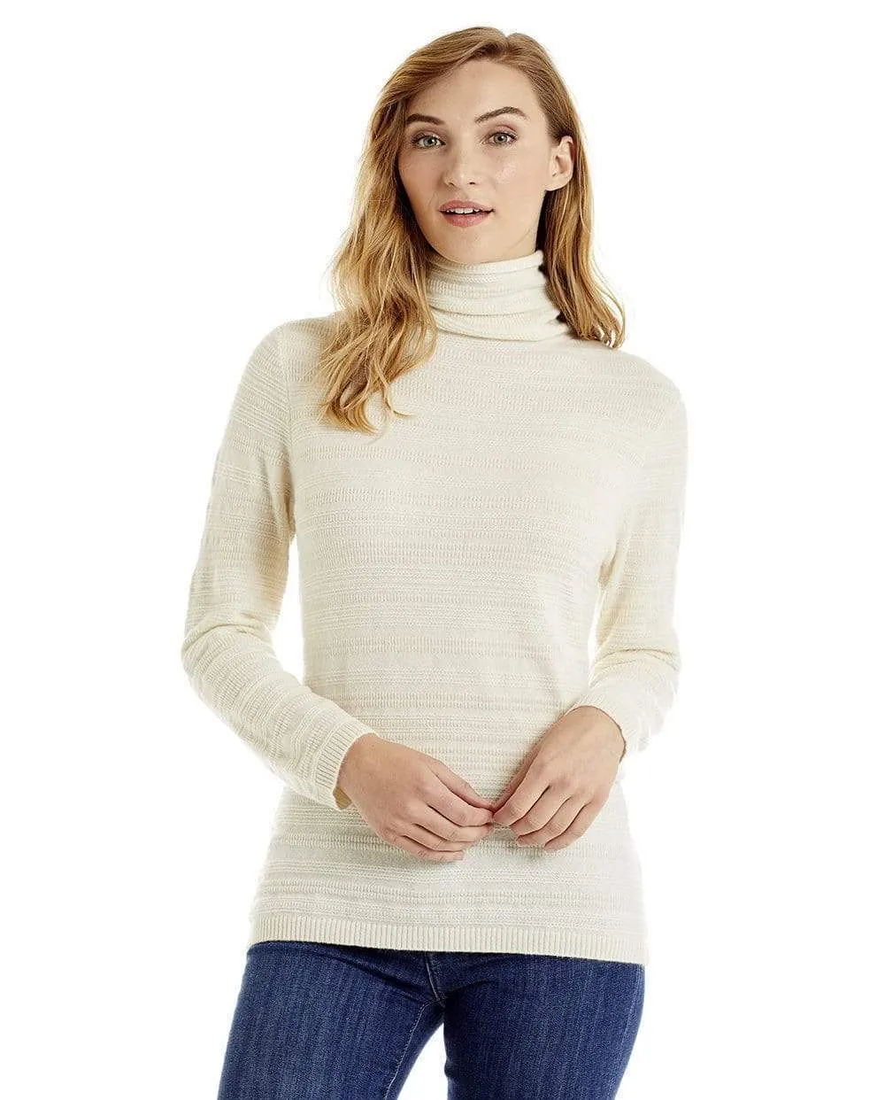 Women's Cashmere Turtleneck Sweater Textured Tunic